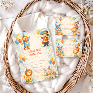 Playful Circus Friends Baby Shower Invitation