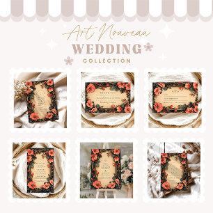 Whimsical Floral Wedding Art Nouveau Enclosure Card