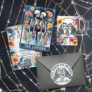 Til Death Do Us Part Skeletons Gothic Wedding Classic Round Sticker