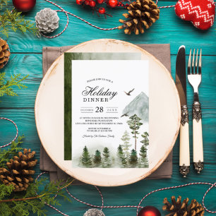 Modern Nature Green Forest   Watercolor Trees Invitation