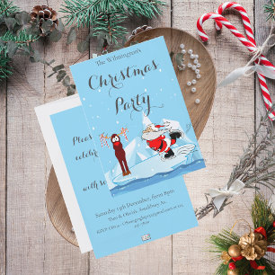 Santa can't Skate Christmas Party Invitation