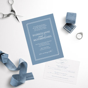 Dusty Blue Simple Elegant Formal Wedding Invitation