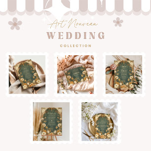 Romantic Floral Frame Art Nouveau Wedding Invitation