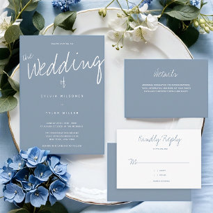 Kindly Reply Typography Dusty Blue Wedding