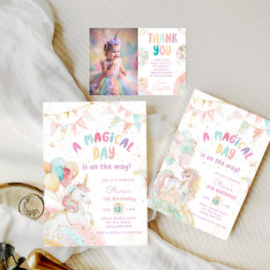 Magical Pastel Unicorn Birthday  Invitation