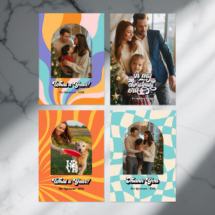 Retro "Year in Review" Seasonal Photos Holiday Card