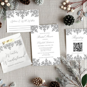 Silver Snowflake Winter Bridal Shower Advice Card