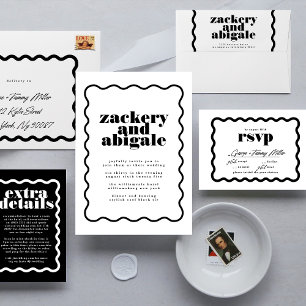 Modern Bold Wavy Frame Black White Details Enclosure Card