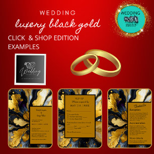 black gold marble swirl wedding  programme