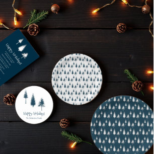 Navy Blue Winter Trees Menu