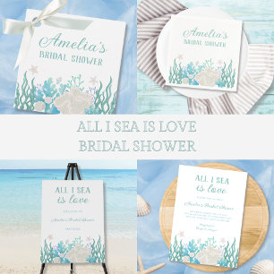 All I Sea Is Love Beach Ocean Bridal Shower Invitation