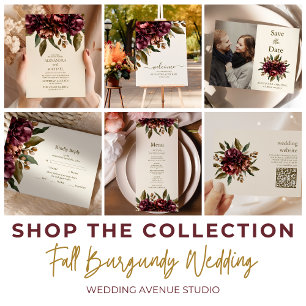 Qr code Boho Autumn Wildflower Botanical Wedding  Enclosure Card