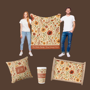 Rustic fall vibe flowers - hello autumn typography latte mug