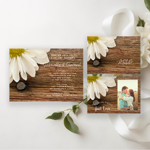White Daisy and Barn Wood Country Wedding RSVP
