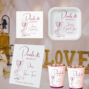 Modern Elegant Pearls and Prosecco Bridal Shower Invitation