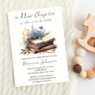 A new chapter story book baby shower diaper raffle enclosure card