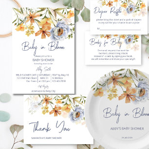 Baby in bloom wildflowers diaper raffle enclosure card