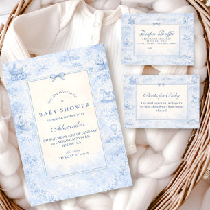Vintage Nursery Toile Baby Shower Invitation
