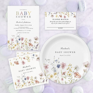 Boho Soft Wildflowers Baby Shower Invitation