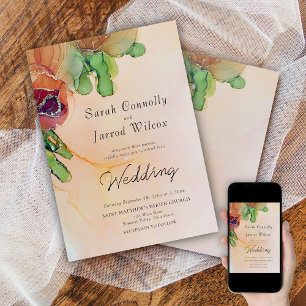 Rustic Boho Rust Roses Wedding RSVP Card