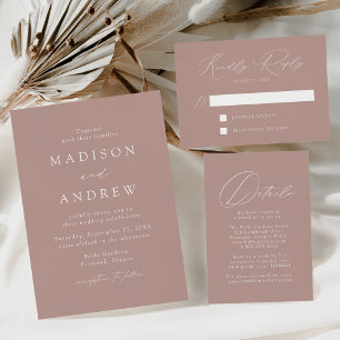 Modern Elegant Dusty Rose Wedding Invitation Postcard