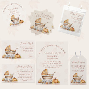 Watercolor Fall Pumpkin Baby Shower Welcome Napkin