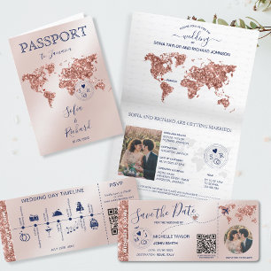 Destination Wedding Passport World Map Registry QR Invitation