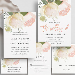 Blush Pink Ivory Peony Wedding Paper Napkin