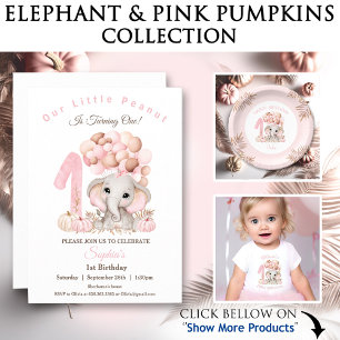 Elephant Fall 1st Birthday Girl Personalised Name Wrapping Paper Sheet