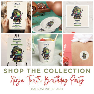 Little Ninja Turtle Kids Birthday Classic Round Sticker