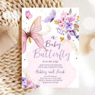 Floral Butterfly Garden Pink Girl Baby Shower Napkin