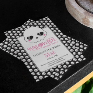 Creepy cute skulls pattern birthday party  invitation