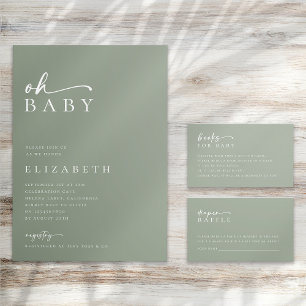 Diaper Raffle Sage Green Minimalist Baby Shower Enclosure Card