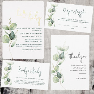 Eucalyptus Botanical Script Baby Shower Paper Napkin