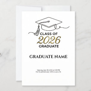 Class of 2026 Graduation Invitation Gold and Black