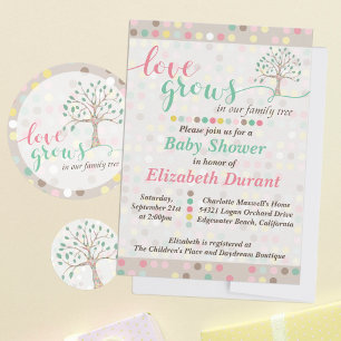 Love Grows In Our Family Tree Baby Shower Party Classic Round Sticker