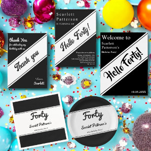 Elegant Modern Black And White Chic Birthday Thank You Card