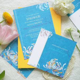 Colourful Mum Turquoise Floral Wedding Invitation