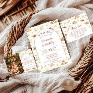 Blush Woodland Wild One Birthday Invitation