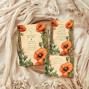 Elegant Floral Art Nouveau Poppy Wedding Save The Date