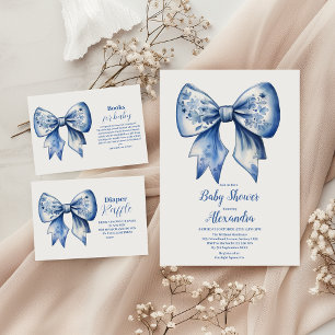 Watercolor Ribbon Dusty Blue Bow Napkin