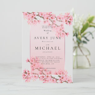 Pink cherry blossoms  save the date
