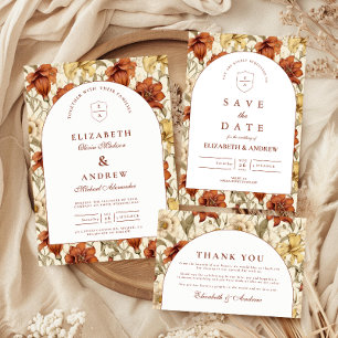 Vintage Floral Arch Elegant Wedding Thank You Card
