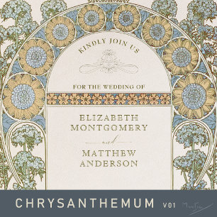 Poppy Wedding Invitations Art Nouveau by Mucha