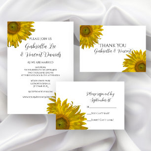Yellow Sunflower Wedding RSVP Response Card