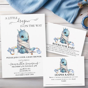 Diaper Raffle Little Knight Dragon Blue Enclosure Card