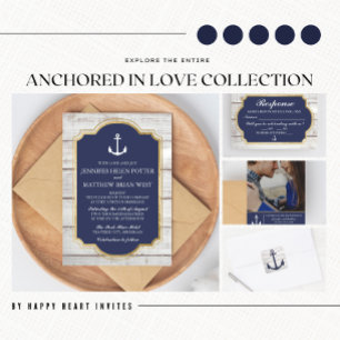 Anchored In Love Rustic Nautical Anchor Wedding Invitation