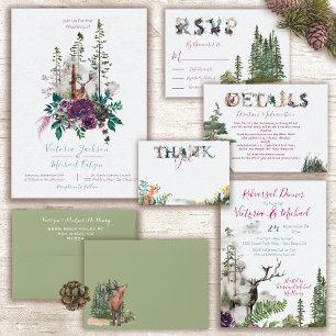 Organic Watercolor Floral boho Wedding invitations