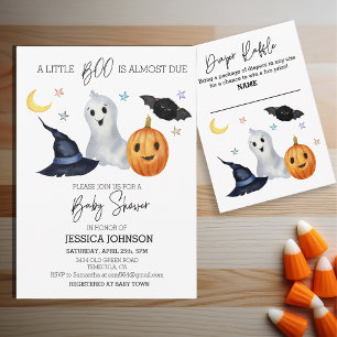 Halloween Little Boo Watercolor Baby Shower  Invitation