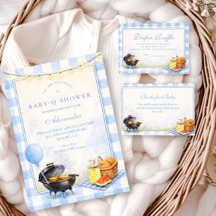 Blue Gingham Baby Q Baby Shower Napkin